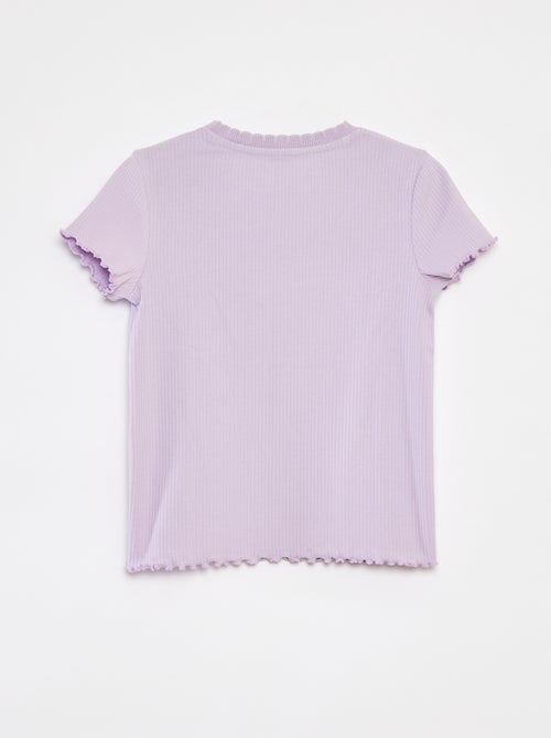 Camiseta de canalé de manga corta con bordes ondulados - Kiabi