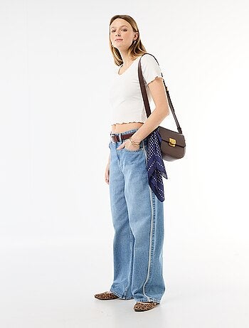 Camiseta de canalé de manga corta con volantes