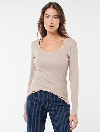 Camiseta de canalé de manga larga