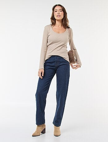 Camiseta de canalé de manga larga