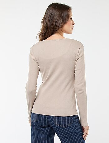 Camiseta de canalé de manga larga