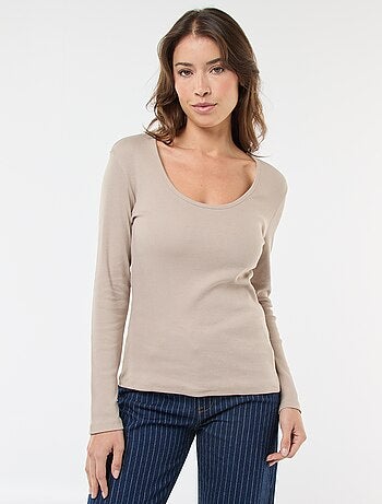 Camiseta de canalé de manga larga