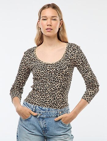 Camiseta de canalé de manga larga