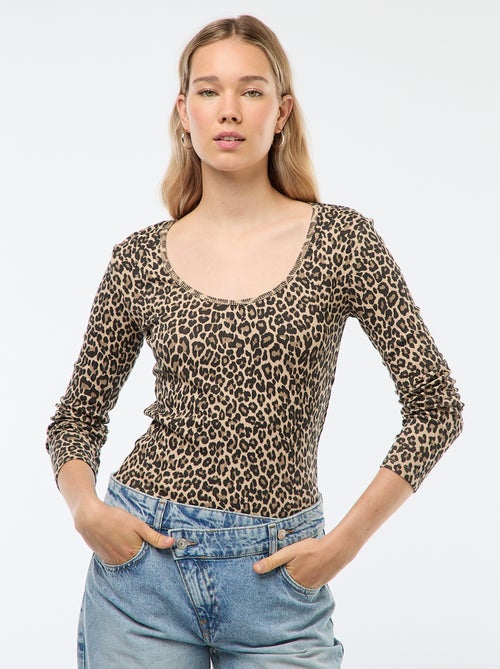 Camiseta de canalé de manga larga - Kiabi