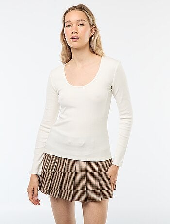 Camiseta de canalé de manga larga