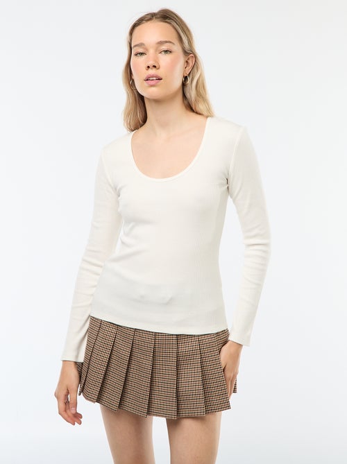 Camiseta de canalé de manga larga - Kiabi