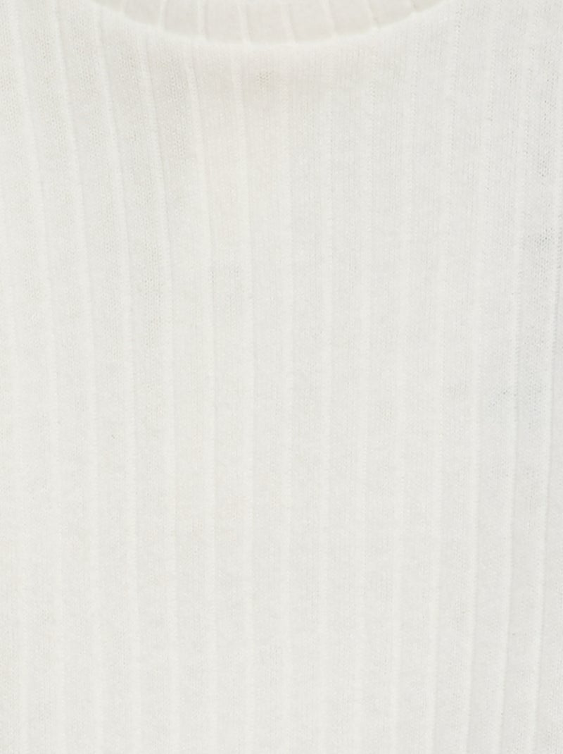 Camiseta de canalé de manga larga con volantes en las sisas BLANCO - Kiabi