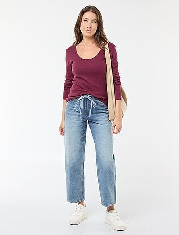 Camiseta de canalé de manga larga