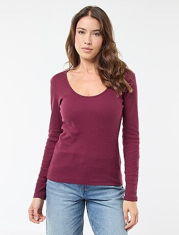 Camiseta de canalé de manga larga