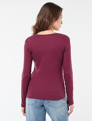 Camiseta de canalé de manga larga