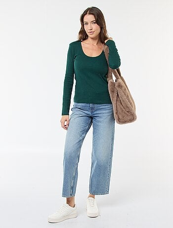 Camiseta de canalé de manga larga