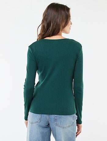 Camiseta de canalé de manga larga