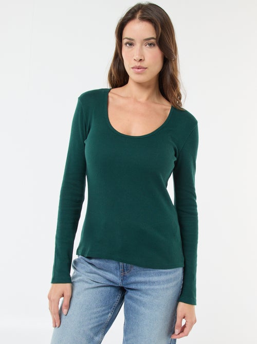 Camiseta de canalé de manga larga - Kiabi