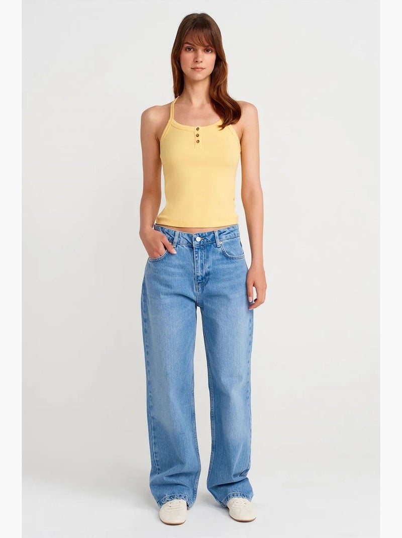 Camiseta de canalé dilvin Amarillo limón - Kiabi