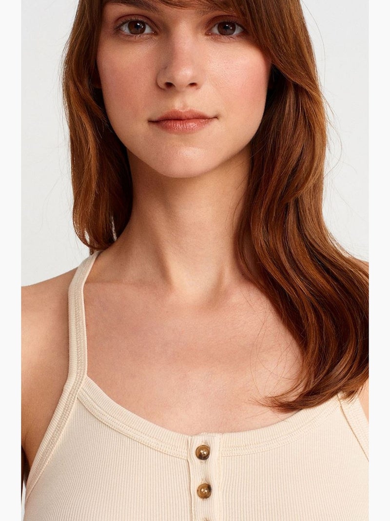 Camiseta de canalé dilvin Crema - Kiabi