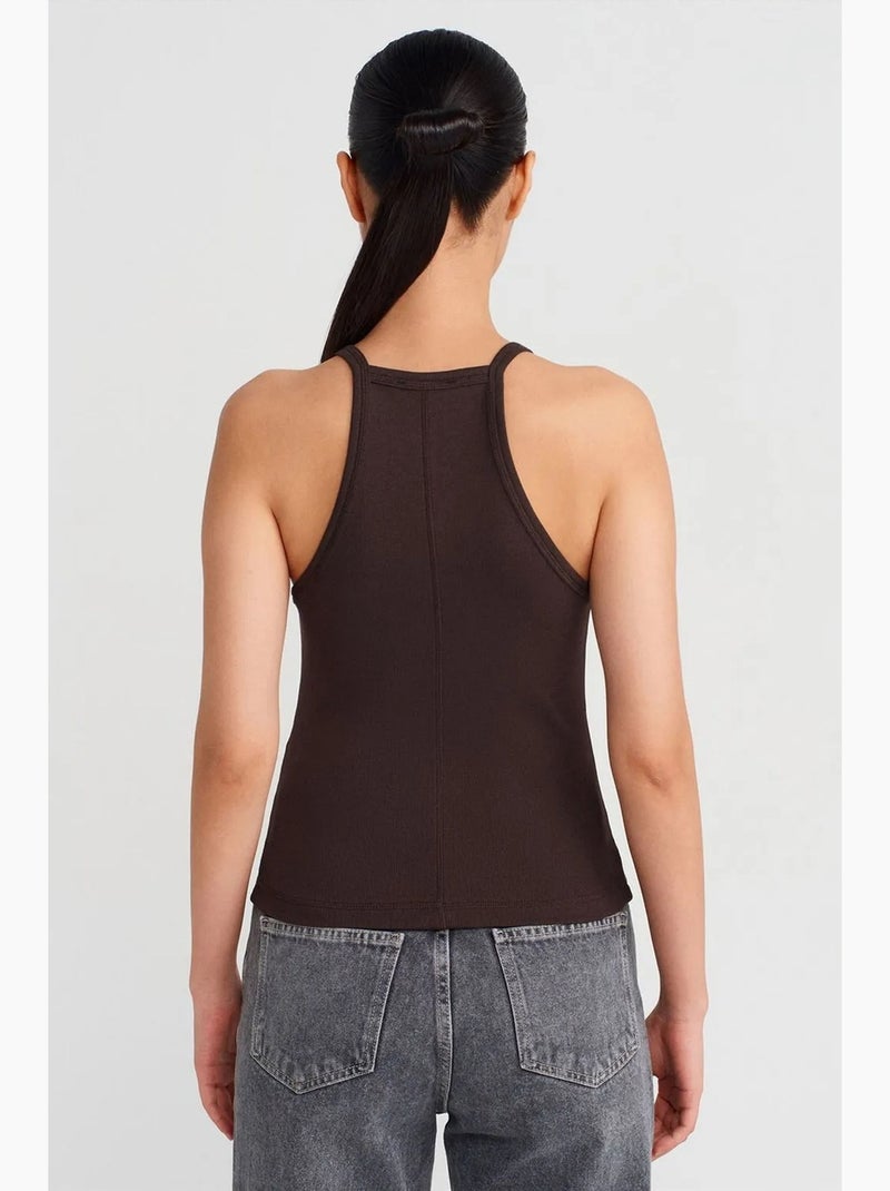 Camiseta de canalé dilvin Marrón chocolate - Kiabi