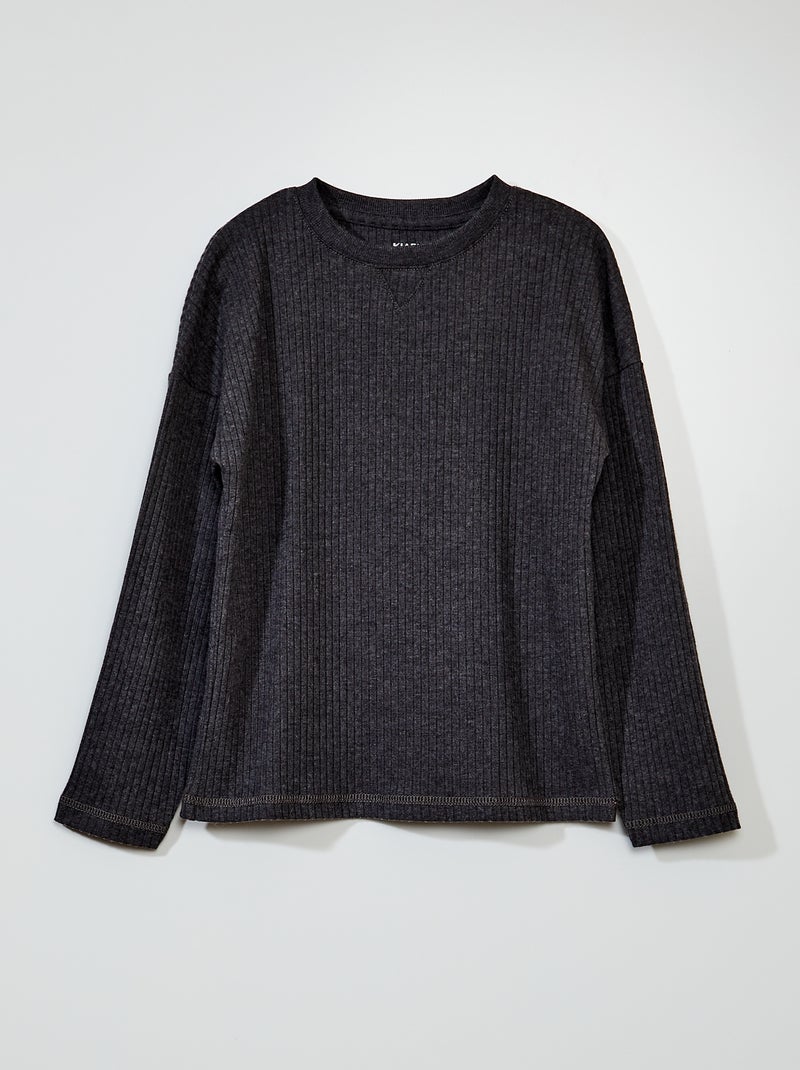 Camiseta de canalé GRIS - Kiabi