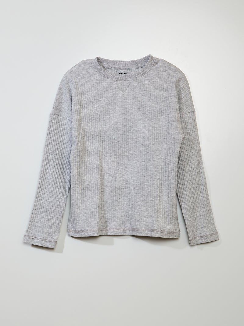 Camiseta de canalé GRIS - Kiabi