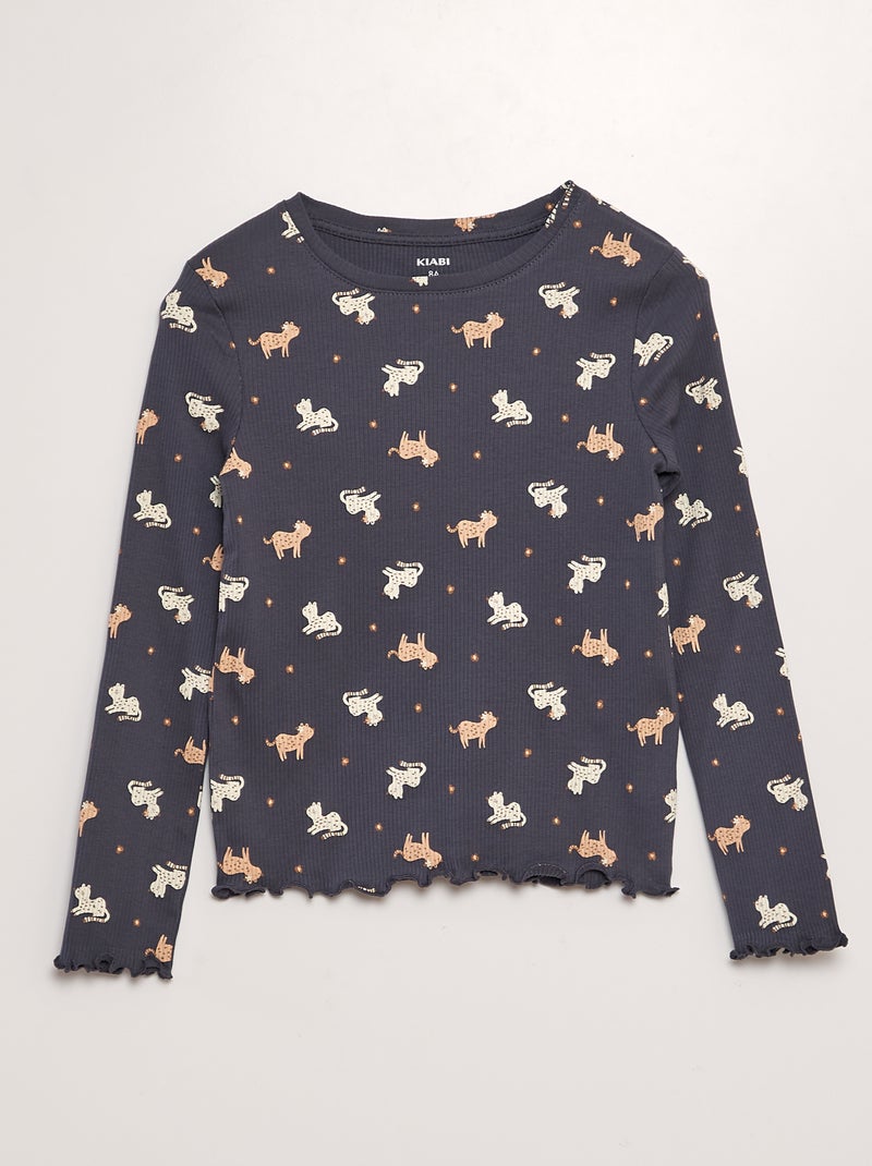 Camiseta de canalé GRIS - Kiabi