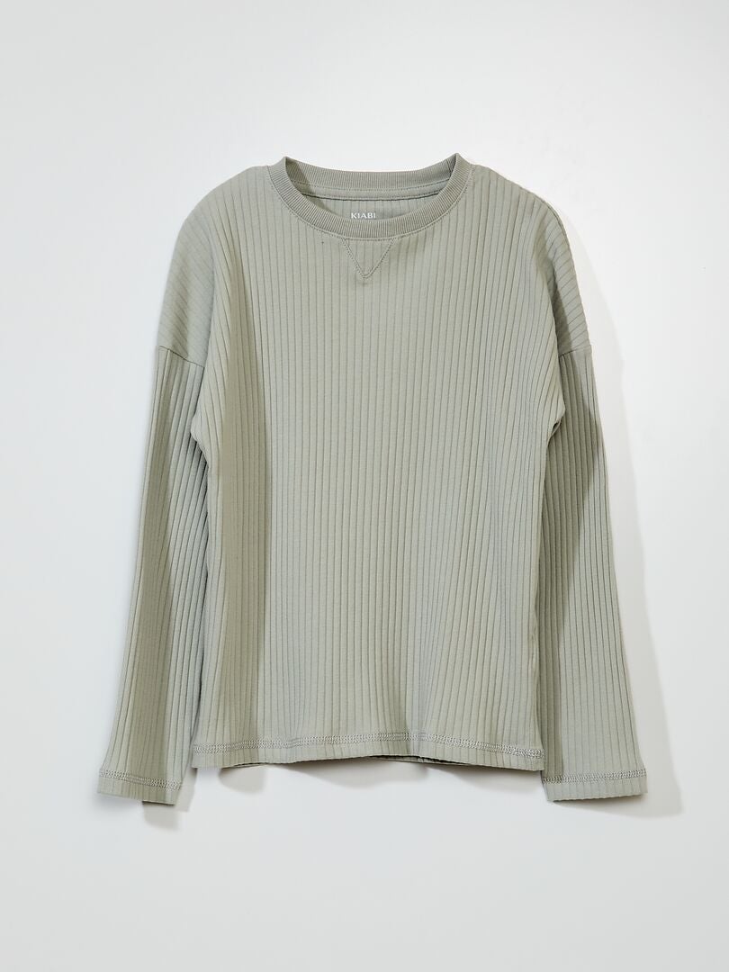 Camiseta de canalé gris sombra - Kiabi