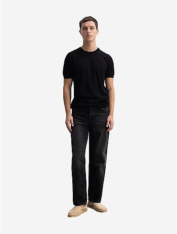 Camiseta de canalé lisa con cuello redondo giesto