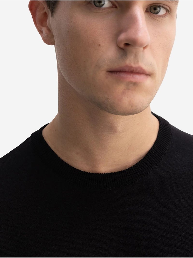 Camiseta de canalé lisa con cuello redondo giesto Negro - Kiabi