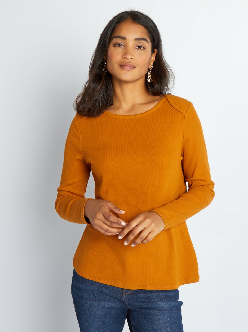 Camiseta de canalé lisa Najanra - Kiabi