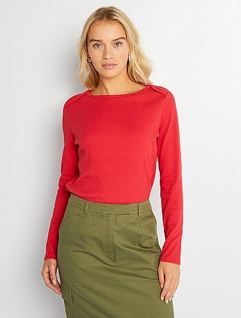 Camiseta de canalé lisa - Kiabi