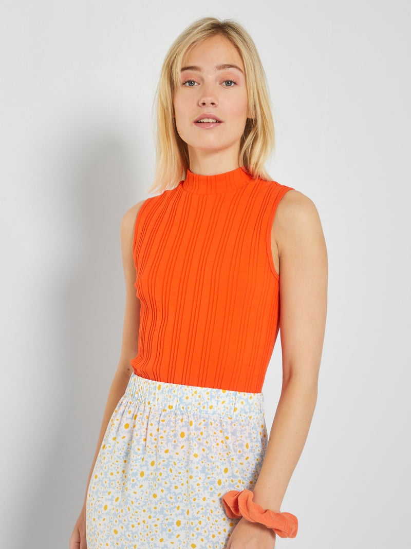 Camiseta de canalé sin mangas NARANJA - Kiabi