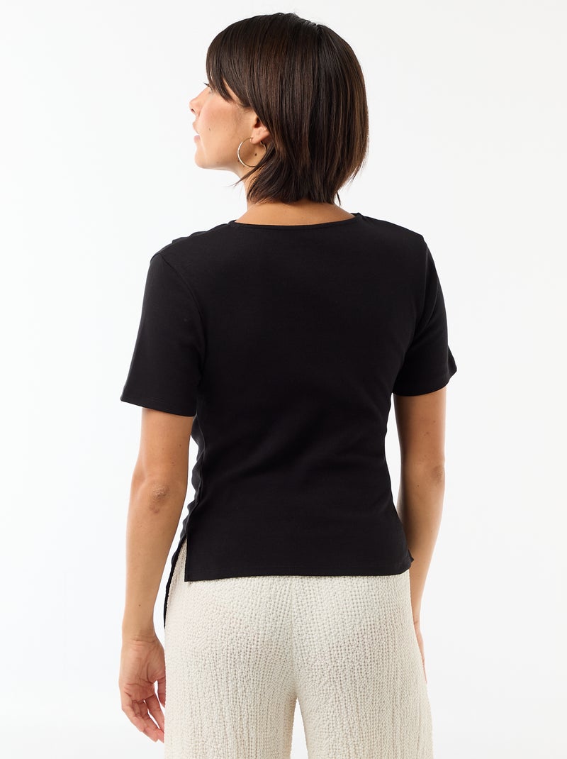 Camiseta de corte asimétrico Negro - Kiabi