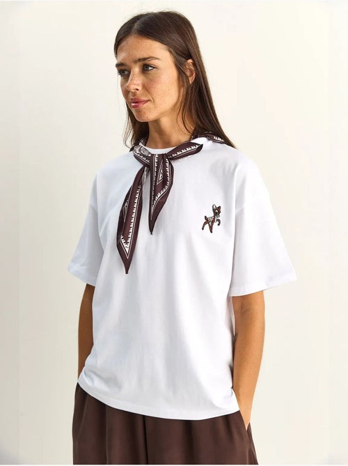 Camiseta de corte holgado con cuello redondo y bordado lucci - Kiabi
