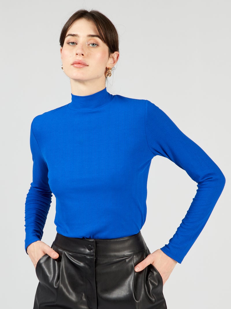 Camiseta de cuello alto azul - Kiabi