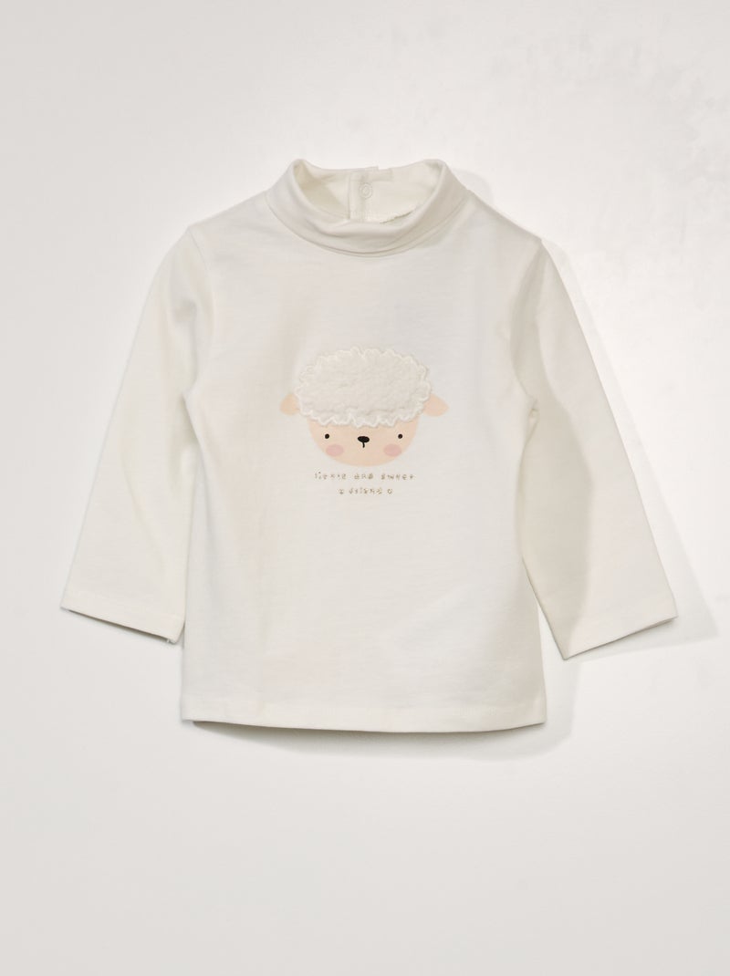 Camiseta de cuello alto con detalle BLANCO - Kiabi