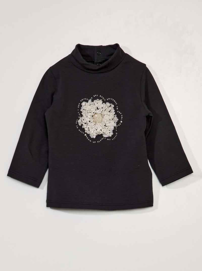 Camiseta de cuello alto con detalle NEGRO - Kiabi
