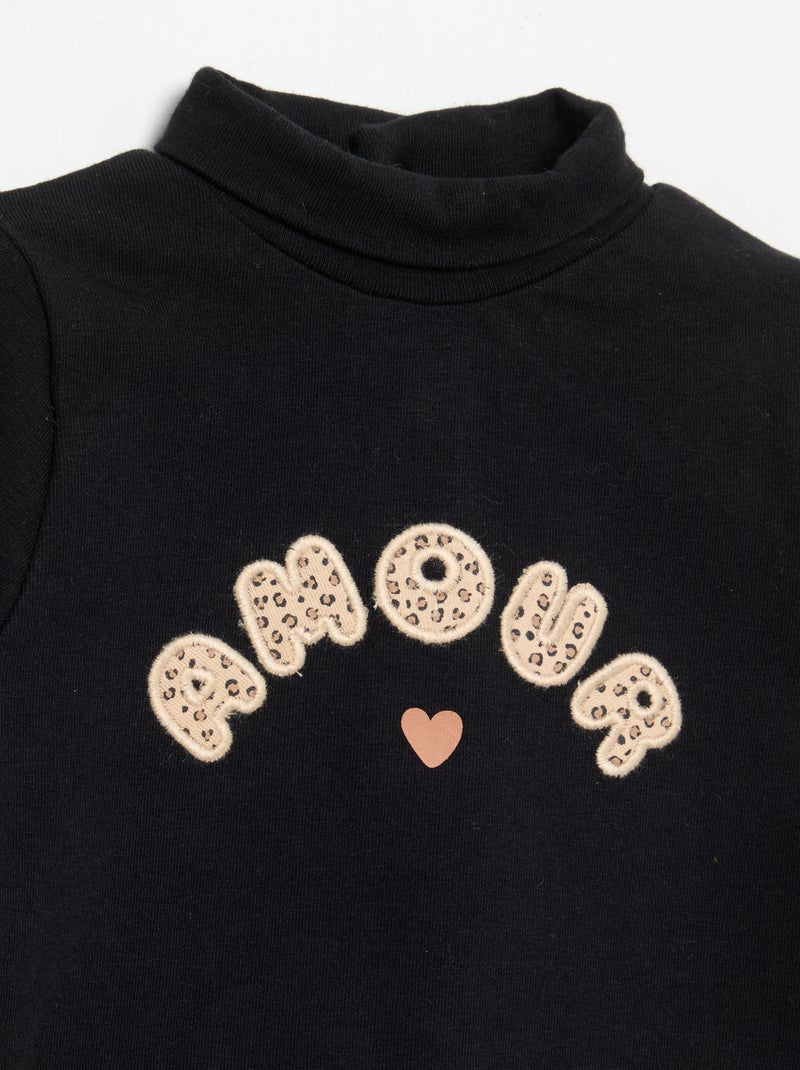 Camiseta de cuello alto con lazo animado Negro - Kiabi