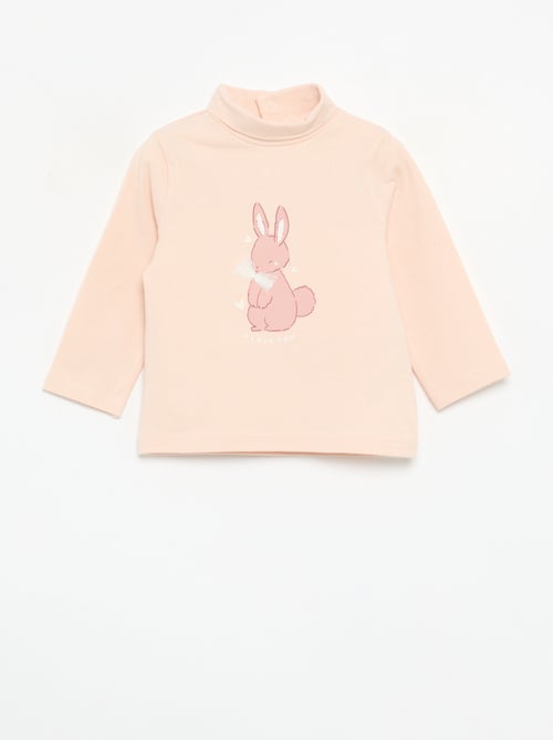 Camiseta de cuello alto con lazo animado - Kiabi Camiseta de cuello alto con lazo animado - Kiabi