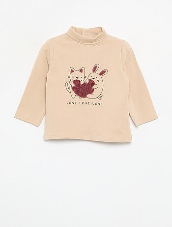 Camiseta de cuello alto con lazo animado