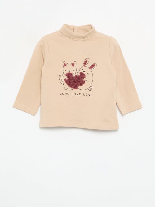 Camiseta de cuello alto con lazo animado - Kiabi