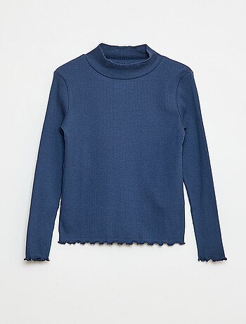 Camiseta de cuello alto de canalé