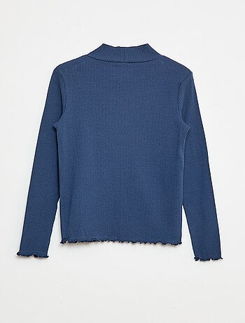 Camiseta de cuello alto de canalé