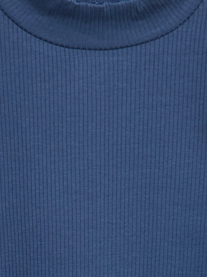 Camiseta de cuello alto de canalé Azul - Kiabi