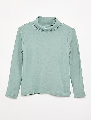 Camiseta de cuello alto de canalé
