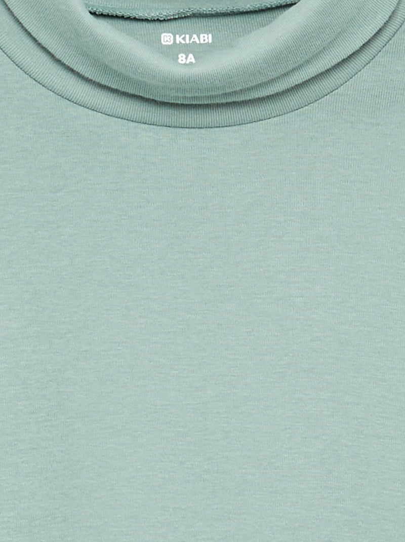 Camiseta de cuello alto de canalé Azul - Kiabi