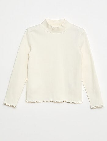 Camiseta de cuello alto de canalé