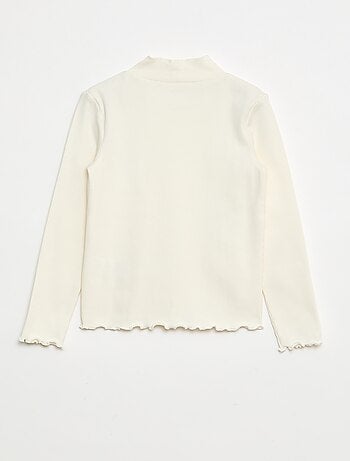 Camiseta de cuello alto de canalé