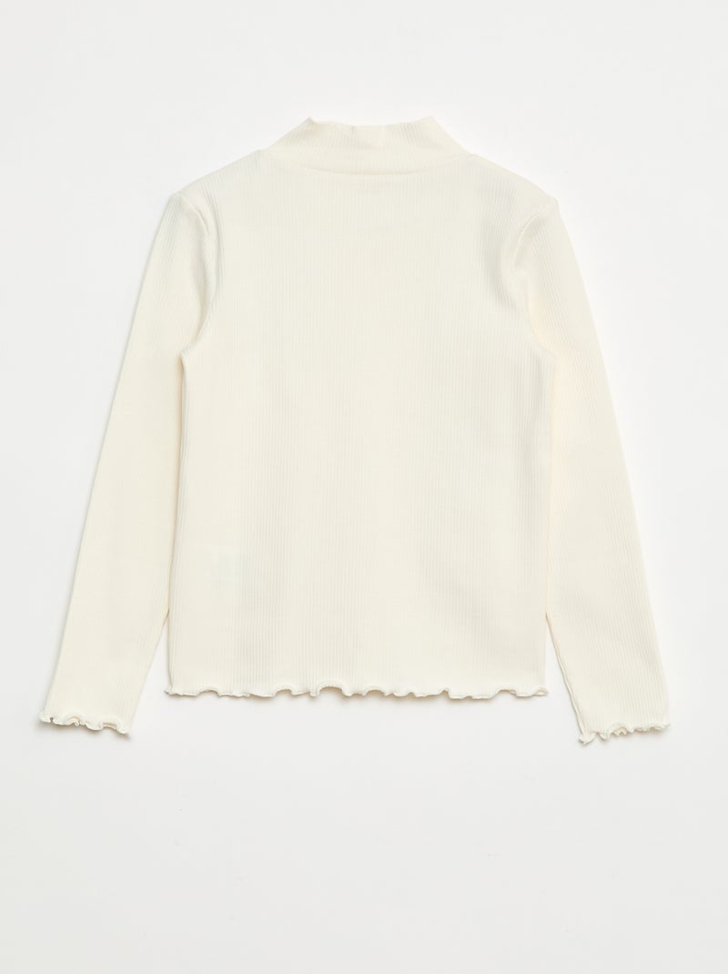 Camiseta de cuello alto de canalé Blanco - Kiabi