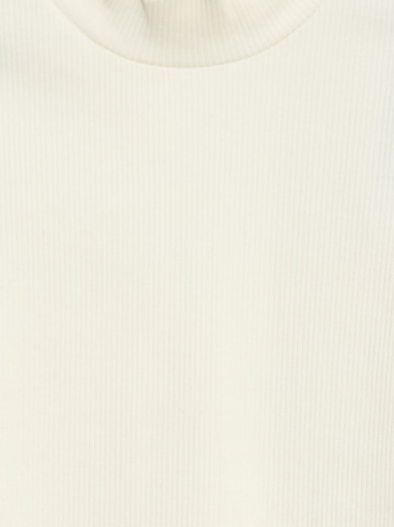 Camiseta de cuello alto de canalé Blanco - Kiabi