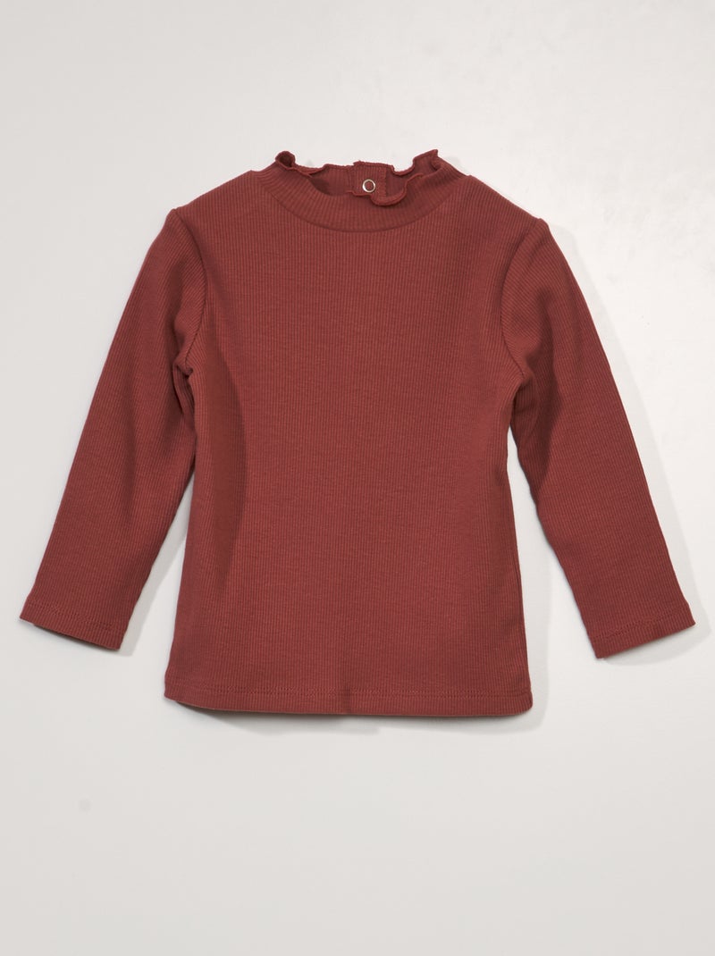 Camiseta de cuello alto de canalé con cierre trasero ROJO - Kiabi