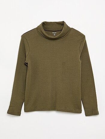 Camiseta de cuello alto de canalé