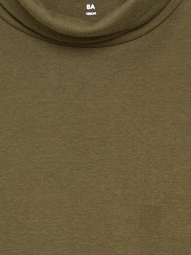 Camiseta de cuello alto de canalé Kaki - Kiabi